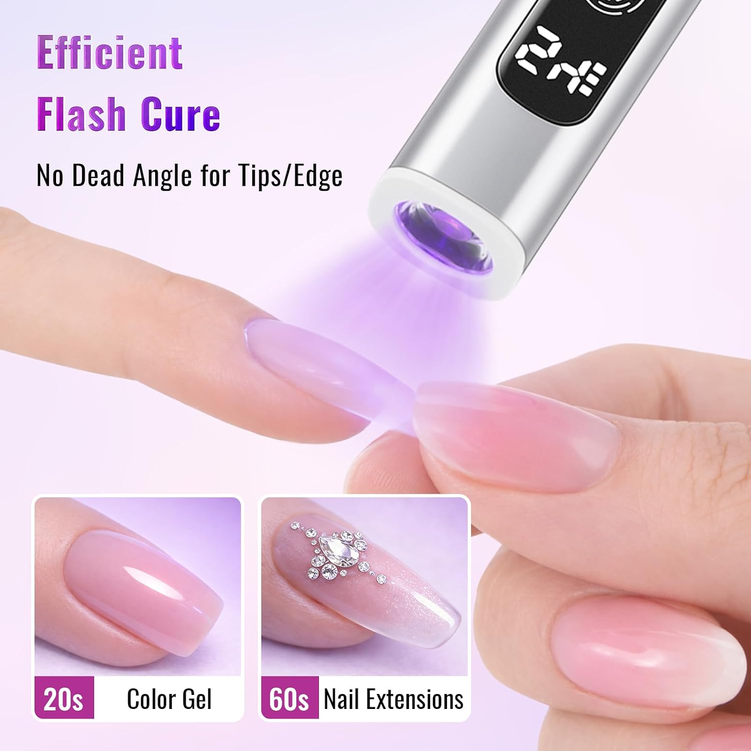 YSC handheld cordless UV nail curing lamp with aluminum body and digital LED display - 2