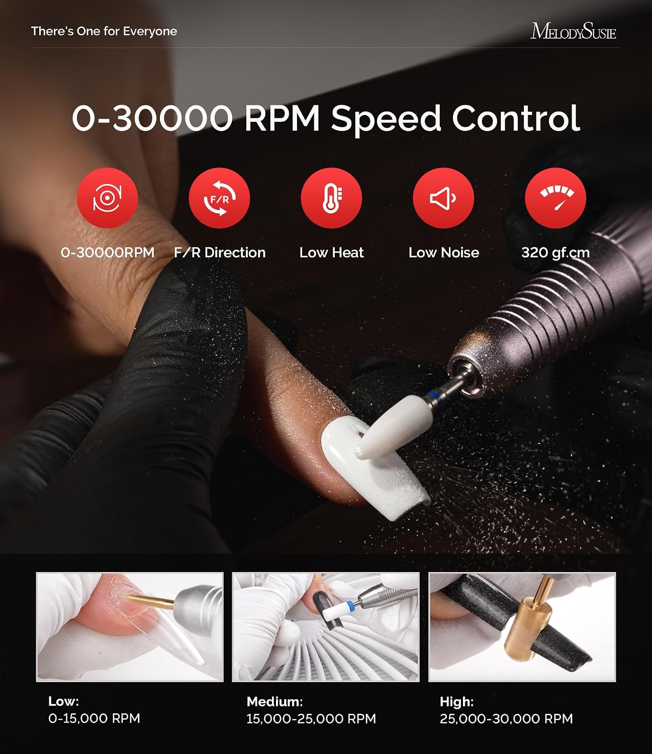 MelodySusie cordless rechargeable desktop nail drill with bits and sanding bands - 4