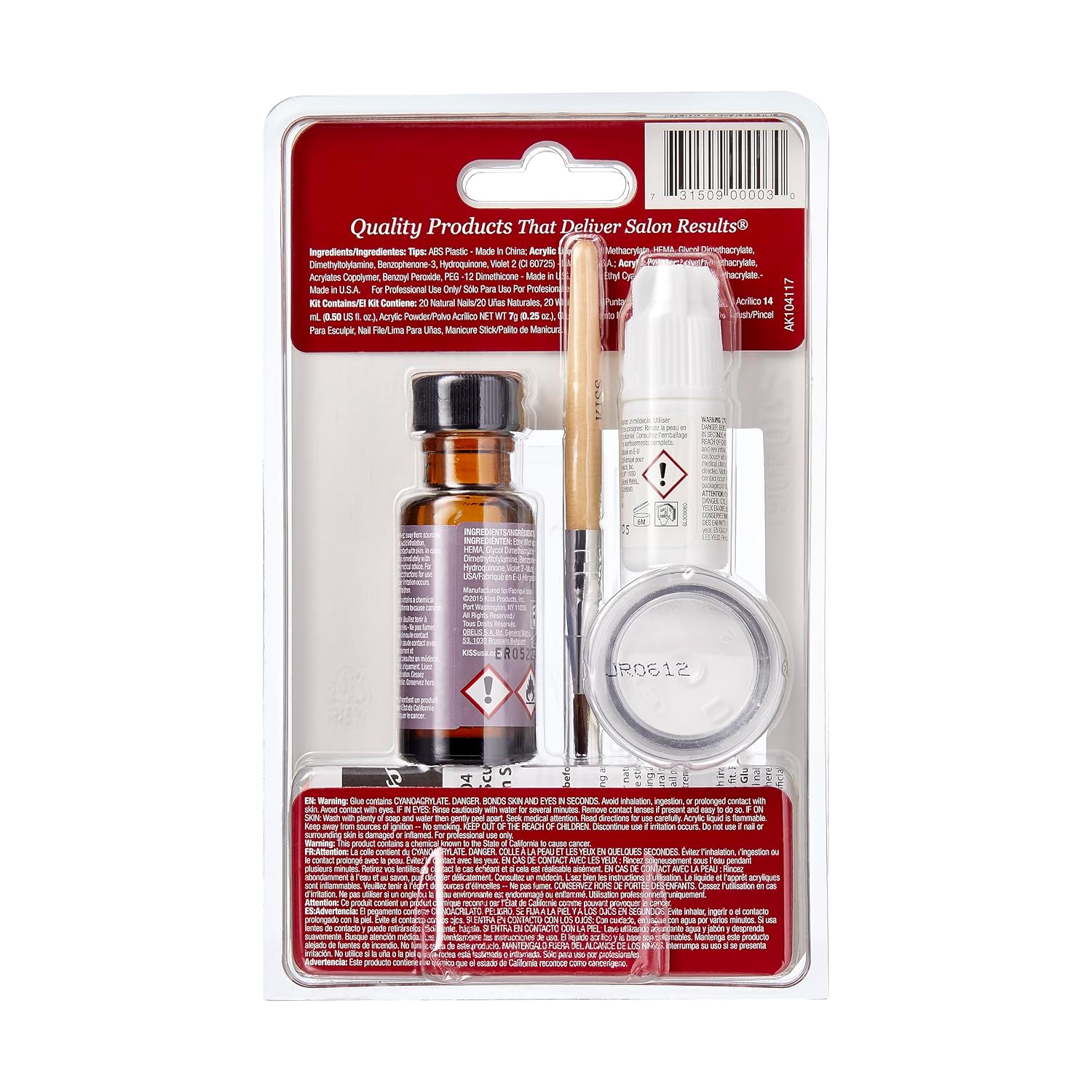 KISS French acrylic nail kit box with white and natural nail tips, acrylic liquid and powder, brush, glue and tools - 3