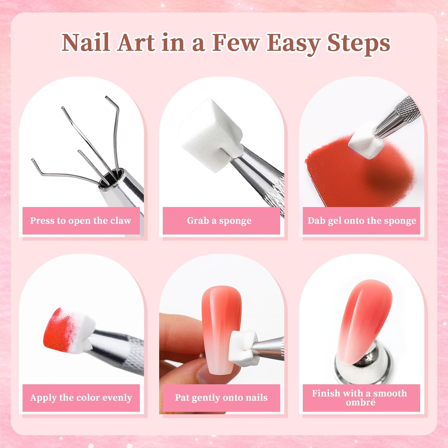 200 soft mini nail sponges with two grabbing pens and storage box - 3