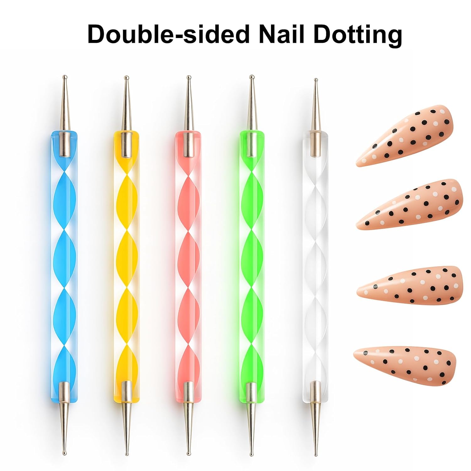 HHOOMY pink nail art brush set with dotting pens, stands, palette and adhesive tabs - 3