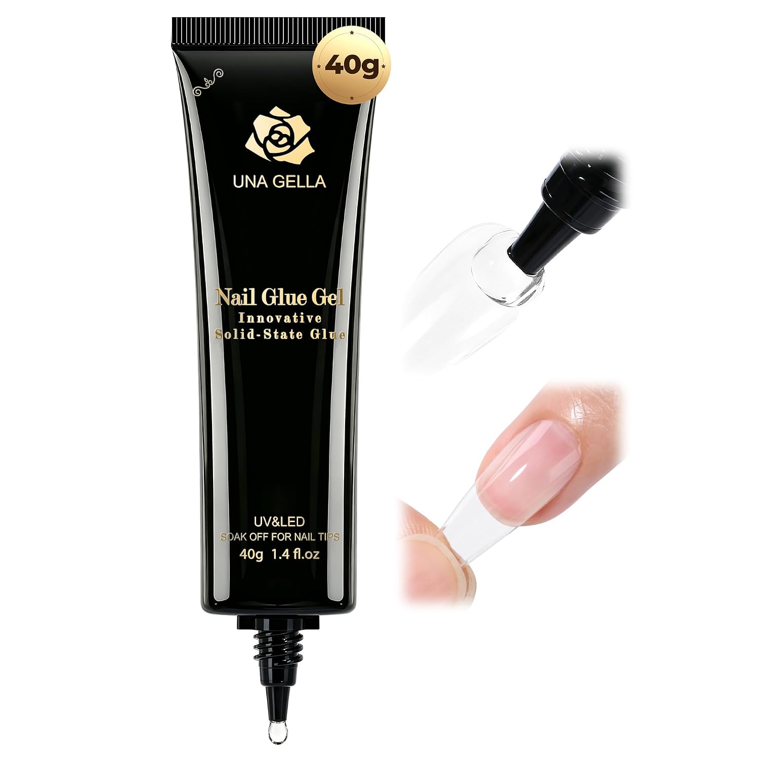 Solid Gel Nail Glue: Clear, Fast-Curing 40ml Adhesive