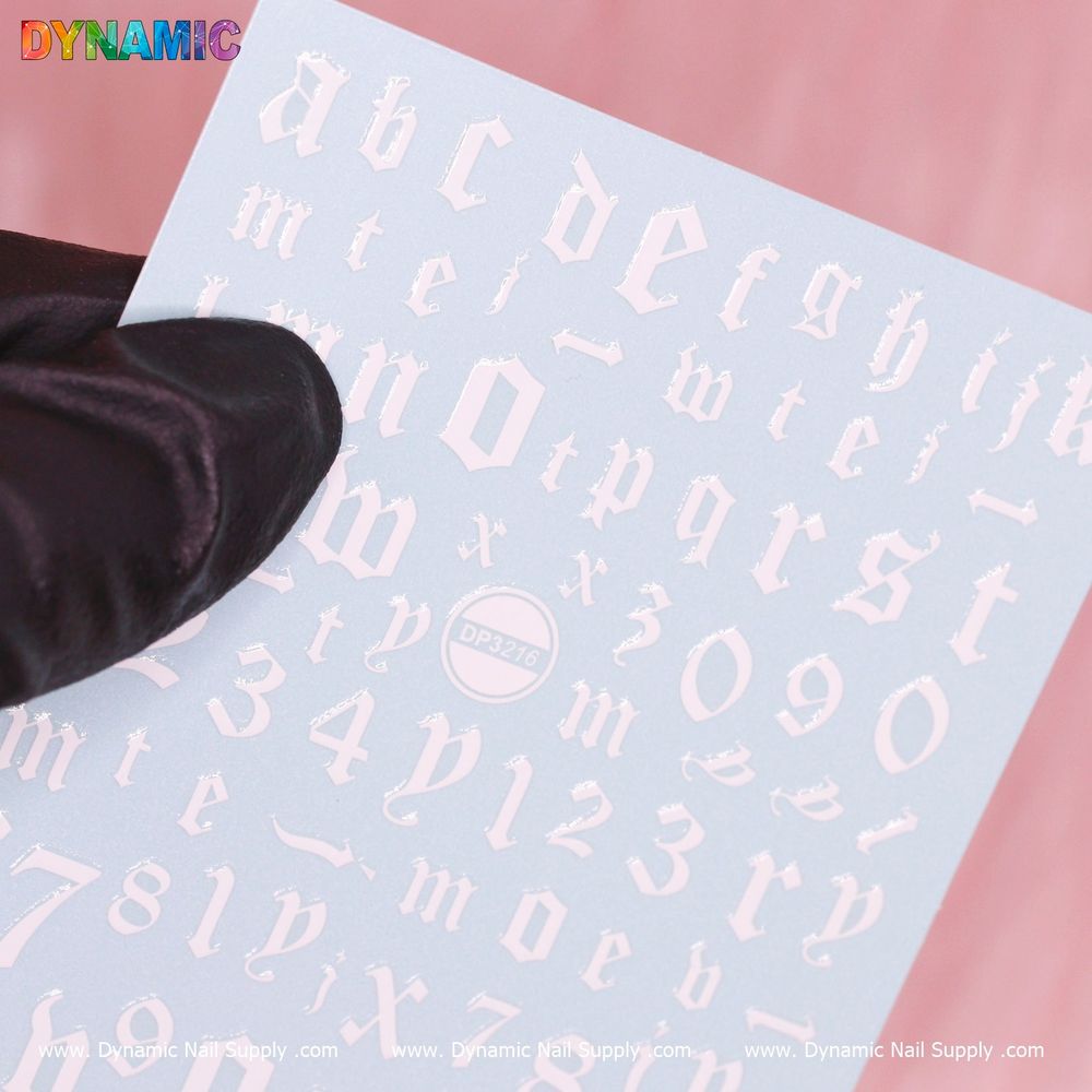 letters and numbers nail stickers sheet - 2