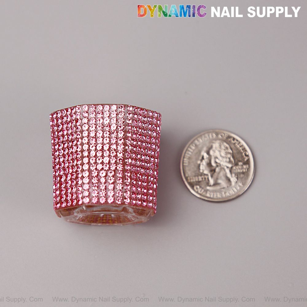 pink rhinestone small dappen dish - 2