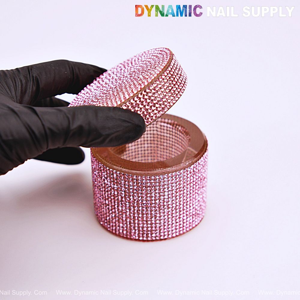 pink rhinestone glass dappen dish - 2