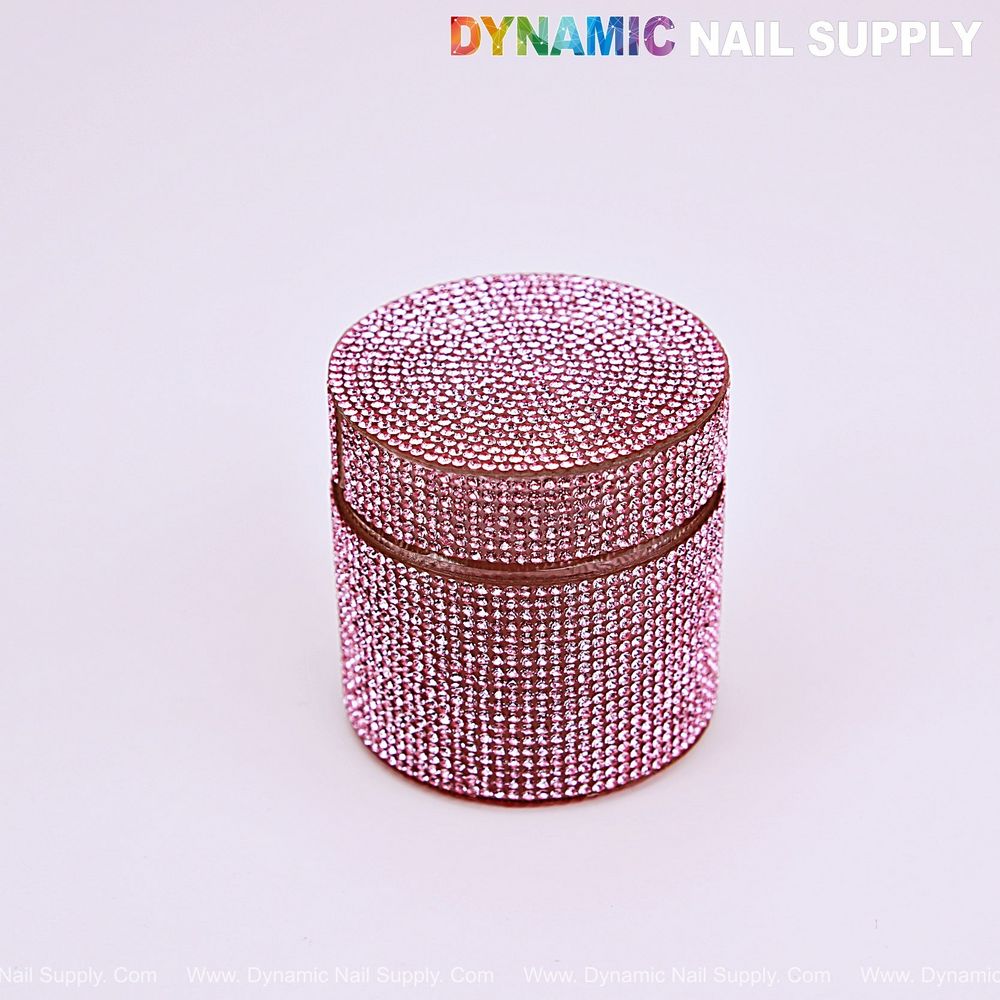pink rhinestone glass dappen dish - 3