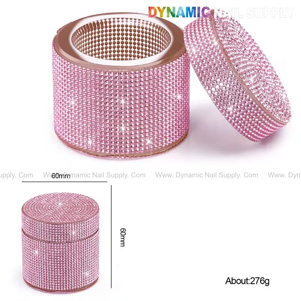 pink rhinestone glass dappen dish - 4