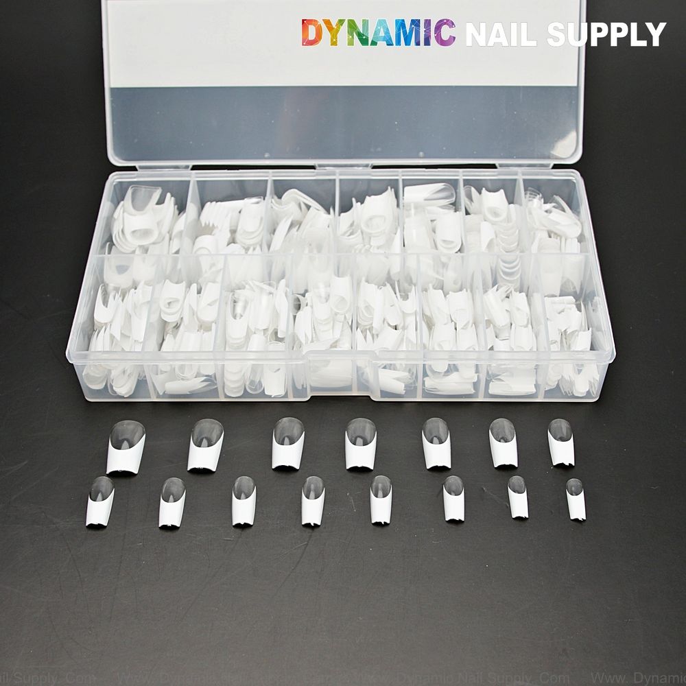 Medium square white French gel tips - 5